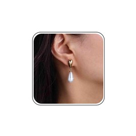 Gold Pearl Earrings For Women Large Pearl Drop Earrings Large Pearl Dangle Earrings Wedding Earrings Bridal Earrings Metal Teardrop Silver Stud Earrings Vintage Statement Earrings Jewellery, Metal