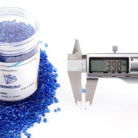 TWINKLING High Luster Round Fire Glass Stones,Glass Marbles,Glass Pebbles,Glass Beads Gems for Fire Pit Vase Fillers Crafts Aquarium Garden Decoration,3-6mm,1-Pound Jar (Cobalt Blue)