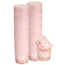 HARFINGTON 100Pcs Paper Baking Cups 6oz Greaseproof Disposable Bulk Cupcake Muffins Liners Cases Wrappers for Wedding Birthday Graduation, Pink Sweet