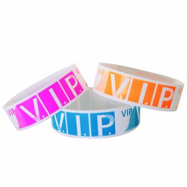 MEETOOT 300PCS Disposable Wristbands Playground Colourful Identification Bands Made of PP Synthetic Paper Outdoor Waterproof Fluorescent VIP Wristbands for Event Identification of Customers