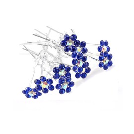 Shop Ginger Wedding Flower Shape Crystal Rhinestones Hair Pins Pack of 10pcs (Navy)