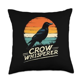 Majestic Crow Whisperer Mysterious Wise Bird Nature Bond Throw Pillow