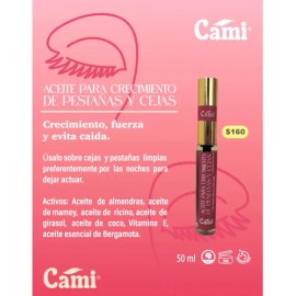 Aceite Crecimiento De Pestañas Y Cejas Marca Cami Orgánico                                                                                            