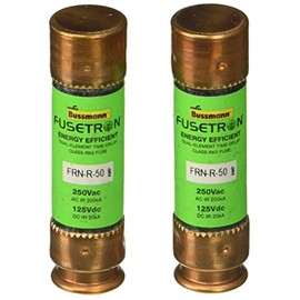 Bussmann BP/FRN-R-50 50 Amp Fusetron Dual Element Time-Delay Current Limiting Class RK5 Fuse, 250V Carded UL Listed, 2-Pack