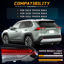 Inner LED Tail Light Assembly Compatible with 2019 2020 2021 Toyota RAV4 Rear Lamp Brake Taillights without Bulbs Replacement TO2802148, 81590-0R060 (Left Driver Side)