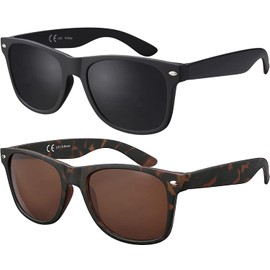 La Optica B.L.M. UV400 CAT 3 CE Unisex Sunglasses, Set of 2 rubber (frame: 1 x black, 1 x tortoise), 53