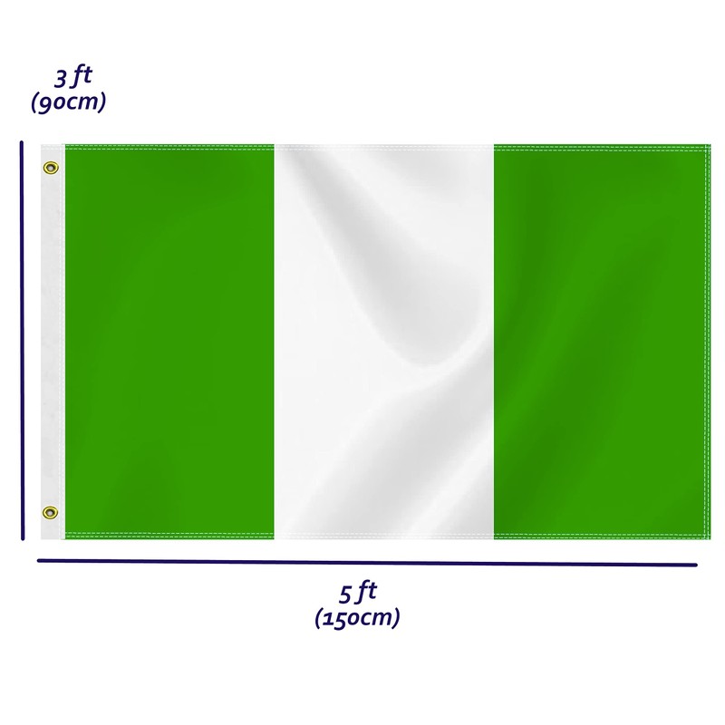 Large Nigeria Flag,3x5 FT Nigerian 75D Outdoor Banner,Nigerians Decor for