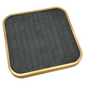 TheDisplayGuys - Aluminum Jewelry Organizer Display Tray - Faux Suede Insert - 104 Ring Holder Slots - Gold/Grey