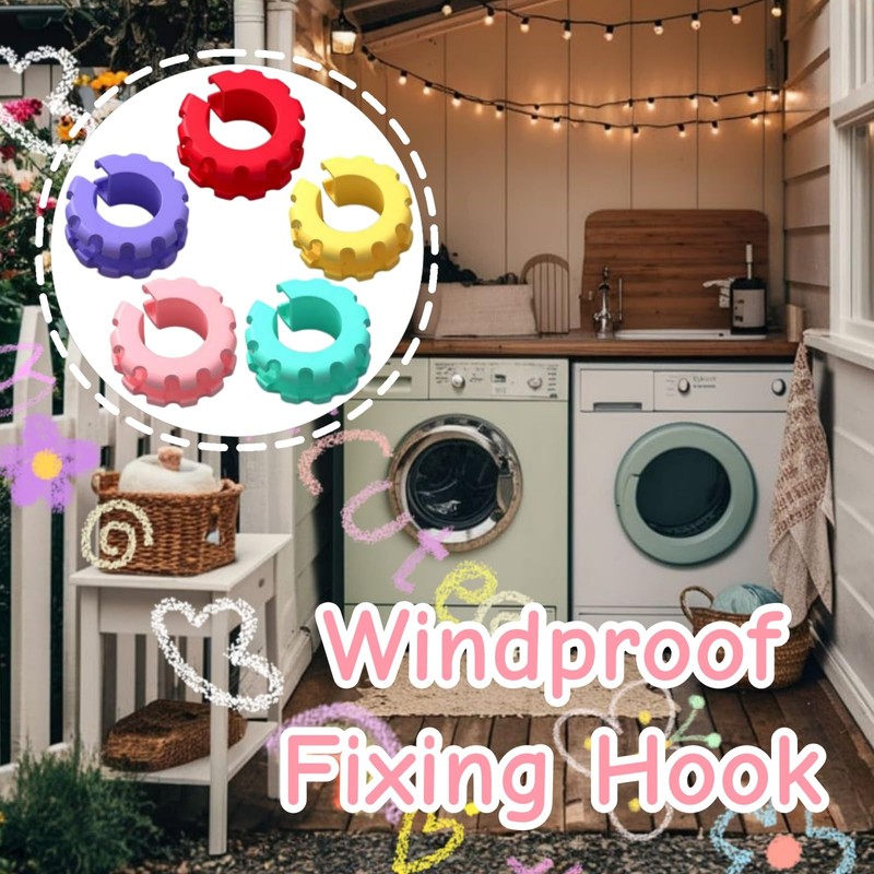 10 PCS Clothes Hanger Fixing Hook Windproof Random Color