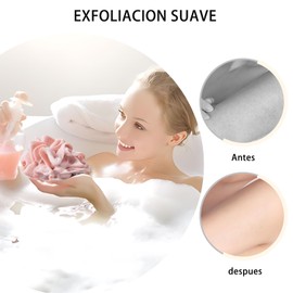Juego de 3 Esponjas de Baño， Esponja para baño suave，Esponja de Baño Cuadrada 2 en 1， Exfoliación Suave, Limpieza profunda，Adecuado para Hombres y Mujeres Bañarse y Ducha (Verde + Rosa + Caqui)