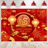 Withu Happy Chinese New Year Backdrop 2025 Red Gold Lantern