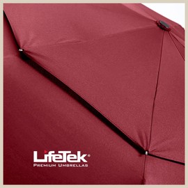 LifeTek Windproof Travel Umbrella - Compact, Automatic, Wind Resistant, Strong and Portable - Small Folding Backpack Umbrella for Rain perfect for Men and Women - FX2 45 inch Red