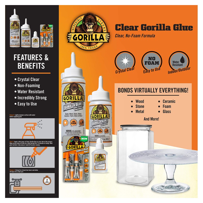 Gorilla Clear Glue, 1.75 Ounce Bottle (Pack of 1) -