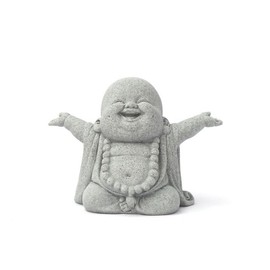 YOUFINE Small Mini Sandstone Buddha Statue Zen Sculpture Mitation Bluestone Praying Ornament Home Office Car Fish Tank Tea Pet Feng Shui Decor for Bringing Good Luck Wealth (Laughing Buddha)
