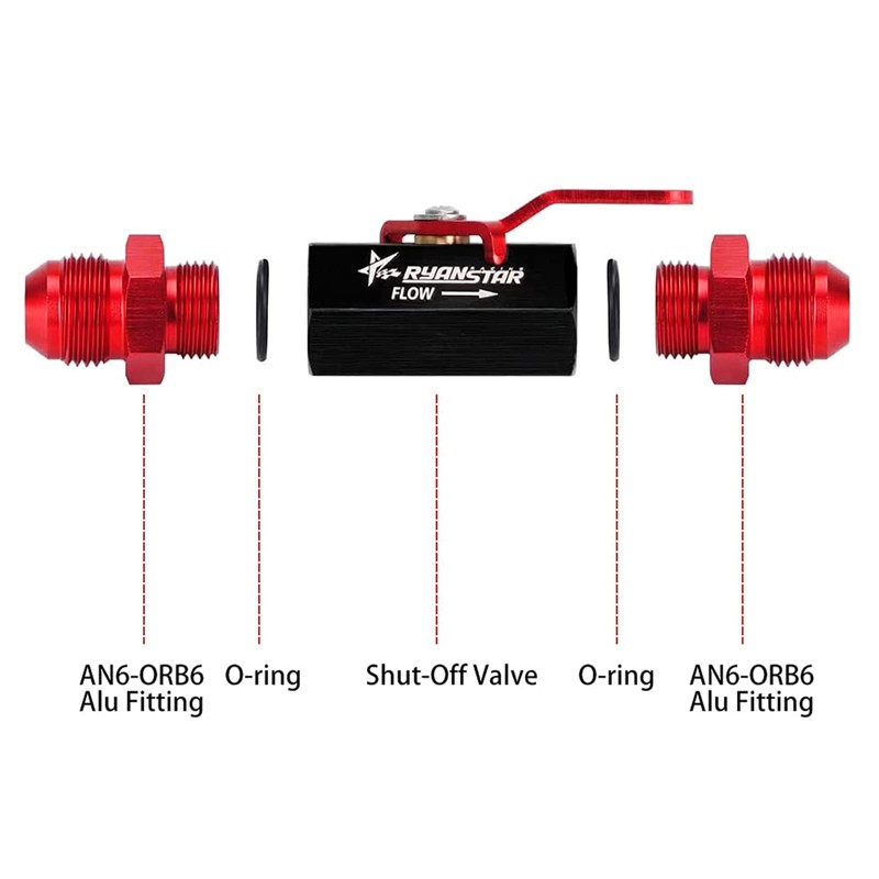 Ryanstar AN6 Fuel Shut Off Valve 6AN to 6AN Male