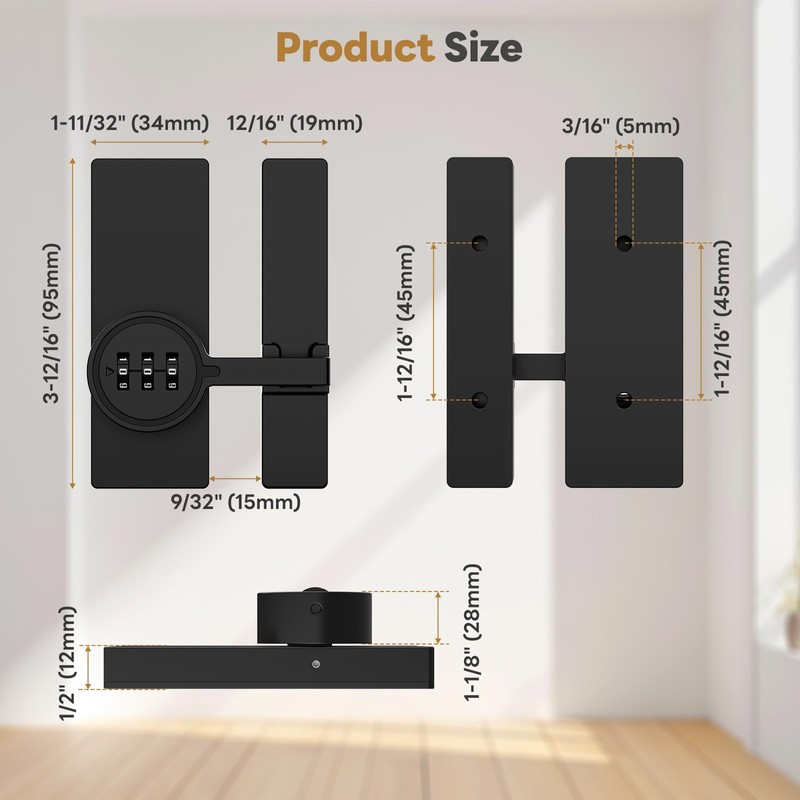 SecureLatch 180 Degree Flip Barn Door Lock, Password Keyless Adhesive