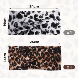 Pack of 2 Leopard Print Headbands, Sports Headbands, Soft Headbands, Breathable, Sweat-Absorbing Headbands, Elastic Headbands, Fashionable Decorative Headbands