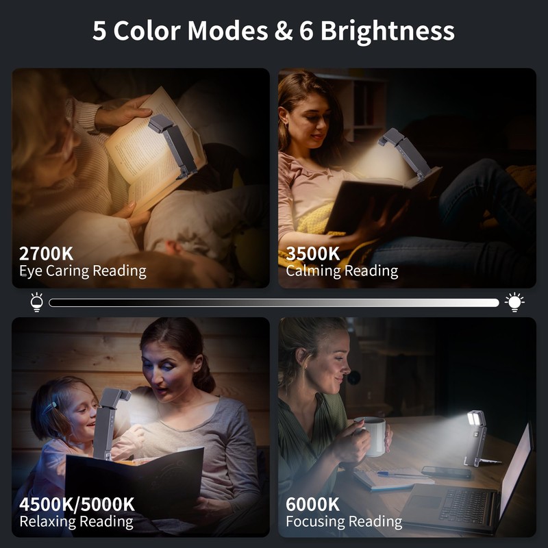 Dott Arts Book Light,Dual-Heads Reading Light for Bedtime with Screen