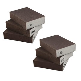 Sanding Sponges 6 Pack Wet and Dry Dual-use, 60/100/120/150/180/220 Grits Sanding Blocks with Diamond Abrasive & Premium Sponge, Washable Reusable for Wood Metal Wall Furniture Polishing (100×70×25mm)