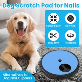 Rotatable Cat & Dog Scratch Pad for Nails | Stress Free Dog Scratcher | Dog Nail Scratch Board with 6 Treat Box & 2 Extra Sandpapers | Small Medium Cats & Dogs Nail File Toy | Dog Nail Grinder (Blue)