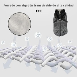 Waterproof Dog Jacket, Warm Dog Jacket for Dogs, Dog Jacket with Ring for Harness - Grey/Black, M