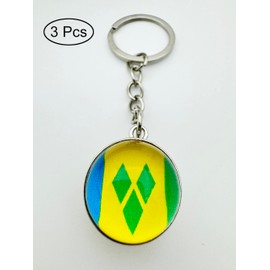 LLBFHH 3 Pcs Saint Vincent Flag Key Chain,Cool Keychain for Car Keys, Stainless Steel Keyrings & Keychains,Used for Home Decoration, Jewelry Hanging Decorations.