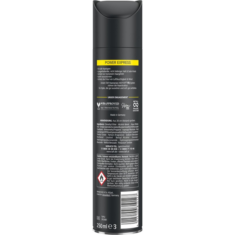 Schwarzkopf Taft Haarspray Power Express (3x 250 ml), Haltegrad 5
