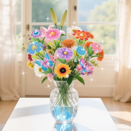 Zoyomax Flower Craft Girls, Gifts for Girls, Diamond Painting Children's Bouquet Creative Birthday Gift, Craft Set Children from 5 6 7 8 9 10 Years