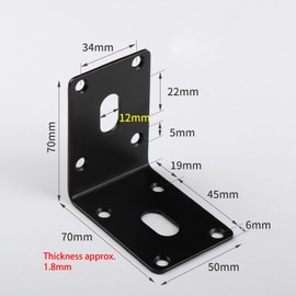 2Pcs Corner Braces,Stainless Steel Corner Bracket,Heavy Duty Angle Brace,L-Shaped Brackets for Furniture Fastener Hardware(70*70*49mm) Black