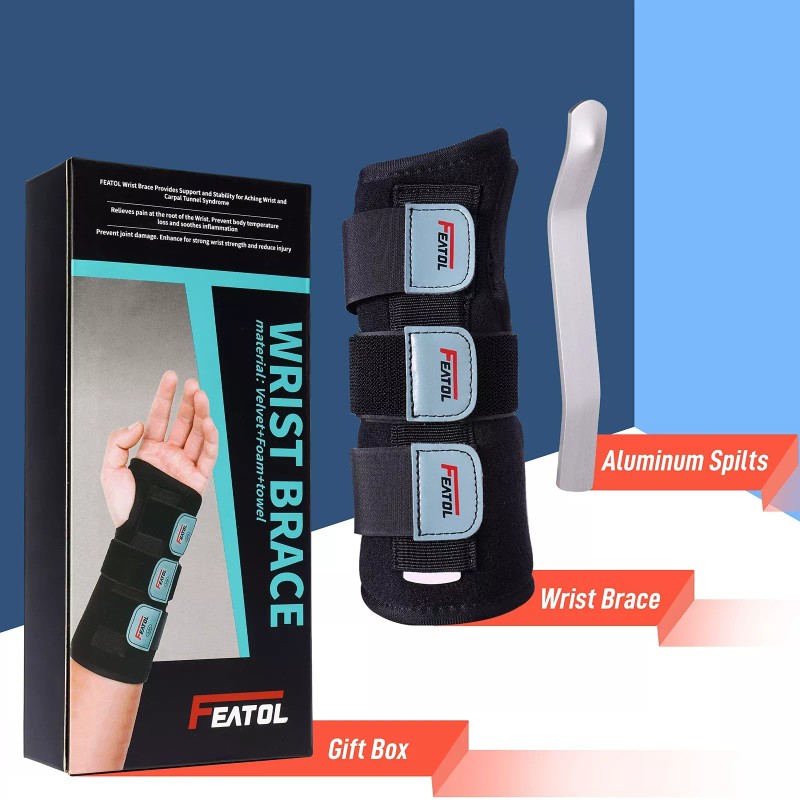 FEATOL Wrist Brace for Carpal Tunnel, Adjustable Night Wrist Support