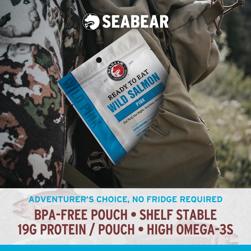 SeaBear Ready to Eat Wild Pink Salmon 6-Pack Wild-Caught Salmon,