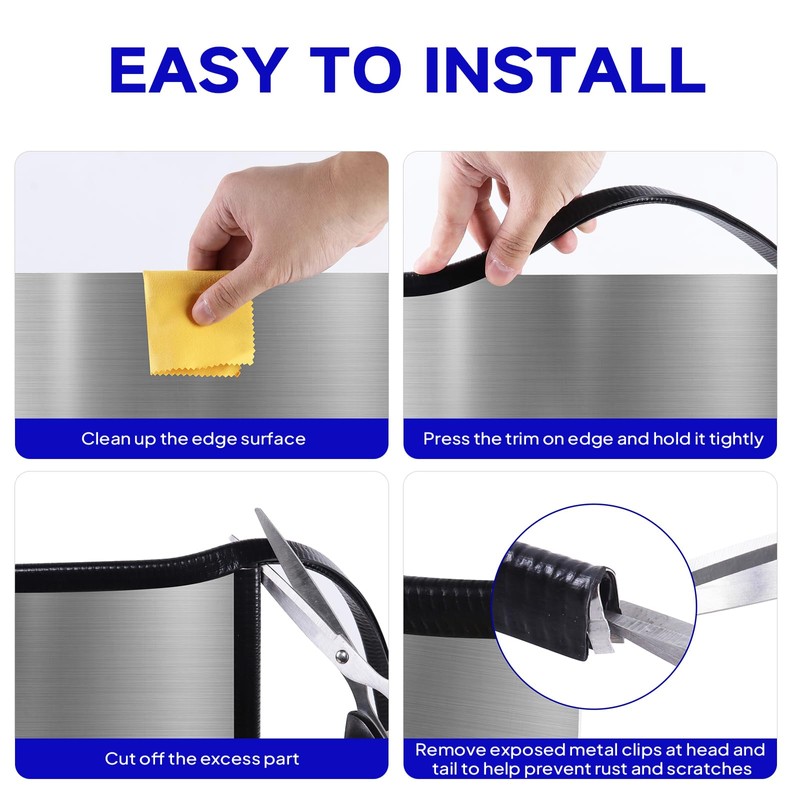 Rubber Edge Trim, U Channel Edge Trim with Metal Clips