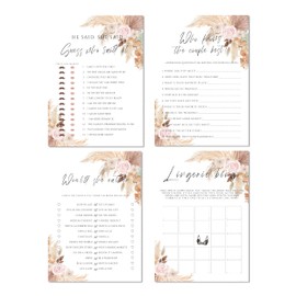 Bridal Shower Games, 4 Games (40 Cards Double-side Print) Bachelorette Party Games, He Said She Said Cards Party Games for Adults Bride Groom Bachelorette Wedding Engagement Party