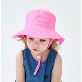 DRESHOW Unisex Baby Toddler Sun Hat Cap Fishing Hat Beach Hat Children Baby Star Summer Hat UV Protection UPF 50+, Solid Colour Pink, Age 6-24 Months, Size 50 cm