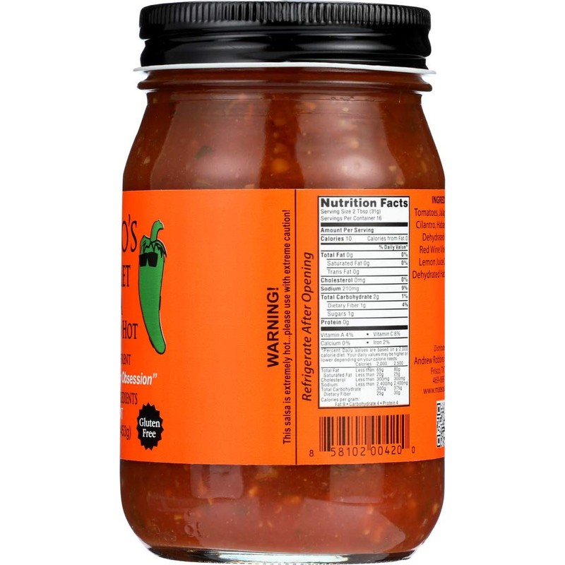 Mateo's Gourmet Salsa Habanero Hot, Extra Hot 16 Oz (Pack