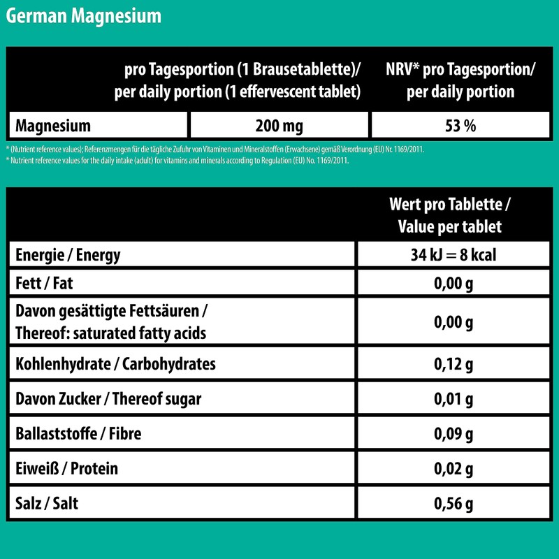 German Magnesium Effervescent Tablets Pack of 140 Orange Flavour -