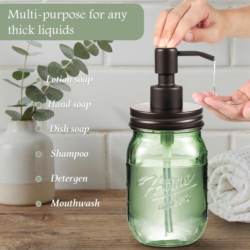 Amolliar Mason Jar Bathroom Accessories Set, 4 Pcs Green Glass