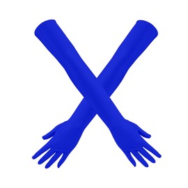 1 Pair of Long Satin Finger Gloves 1920s Opera Party Wedding Bridal Etiquette Gloves (Royal Blue)