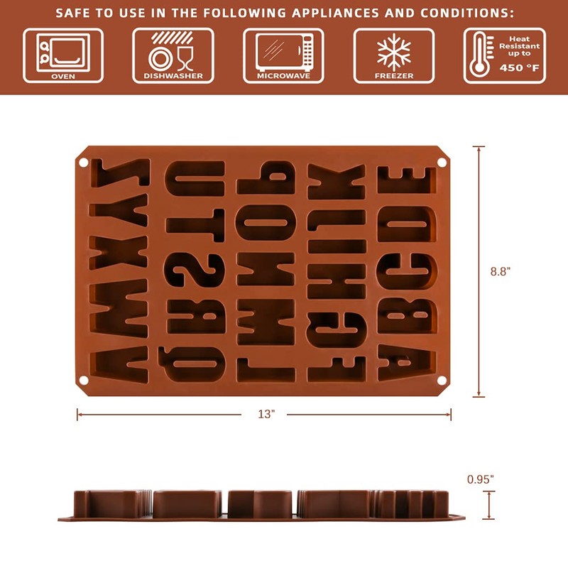 26 Cavities Large Letter Molds Silicone Alphabet Mold for Crayon,