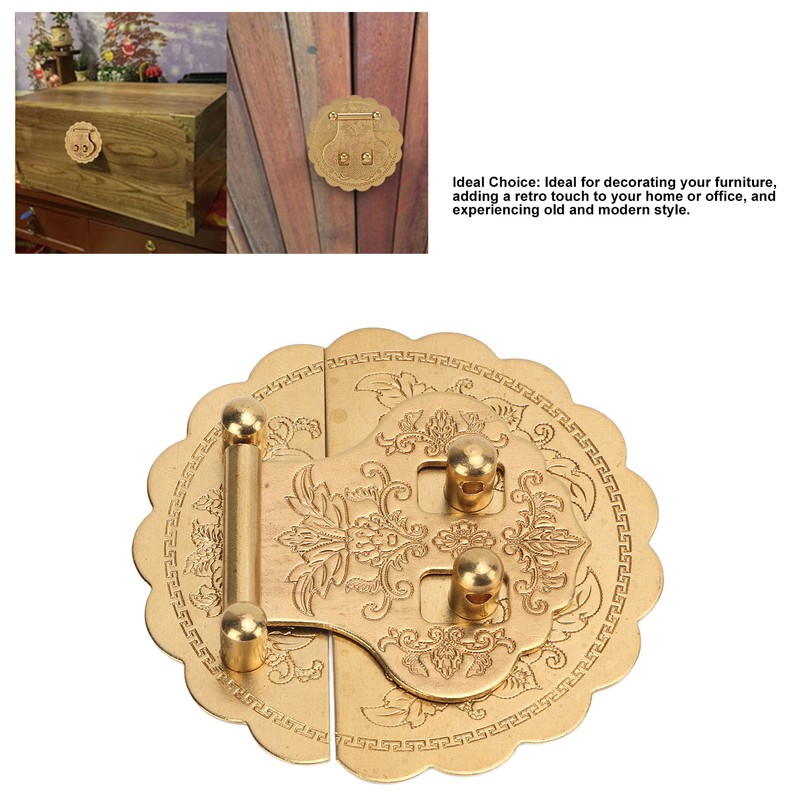Brass Hasp Buckle Lock Retro Design 8cm Diameter Rust Resistance