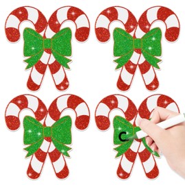 100Pcs Christmas Candy Cane Paper Cutouts, Glitter Candy Cane Cutouts Decorations DIY Xmas Bulletin Board Winter Candy Cutouts Decorations Xmas Birthday Classroom Game Day Wall Decor Supplies