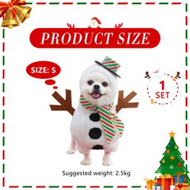 Snowman Transformation Costume with Head Cover Dog Clothes Funny Dog&Cat Pet Clothing,Christmas Costumes for Cat and Small Dog (Small)