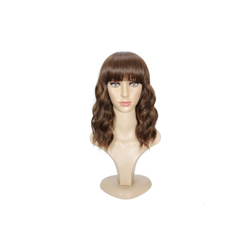 Ucubb Pelucas cortas y rizadas con flequillo para mujer, pelucas