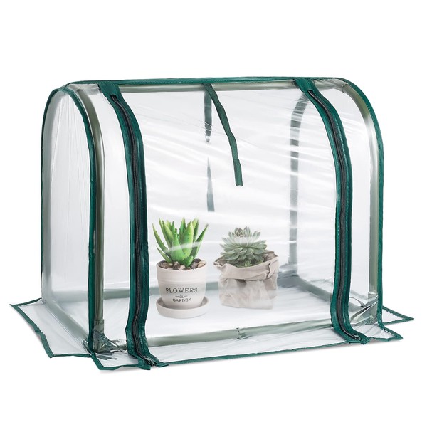 Mini Indoor Greenhouse Tabletop Garden Nursery Plant Cover Tent Humidity Domes for Home Gardening Germination and Seedling Propagation - 23x12x16.5 Inches
