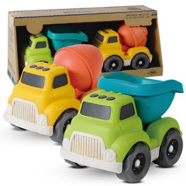 Toy Car Toddler Toys, 2 Pieces Children's Car Toy, Baby Car Toy, BPA Free, Baby Toy 1 2 3 Years, Great Gift for Children from 12 18 Months 18 cm Dump Truck and Concrete Mixer