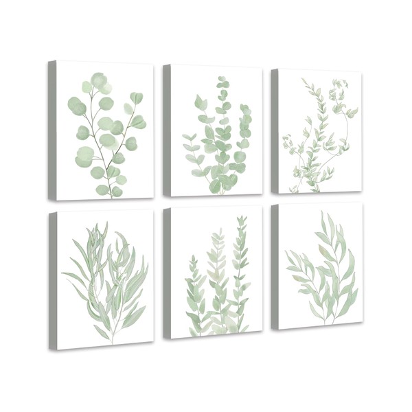 Botanical Eucalyptus Canvas FRAMED Wall Art,Boho Plant Wall Decor for