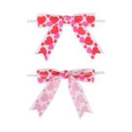 Meseey 30 Pcs Pre-tie Pink Heart Bows 3 Inch Satin Ribbon Bow for Packages Gift Wrapping Wedding Favors Baby Shower Christmas Decor (3 inch x 30 pcs, Pink Heart)