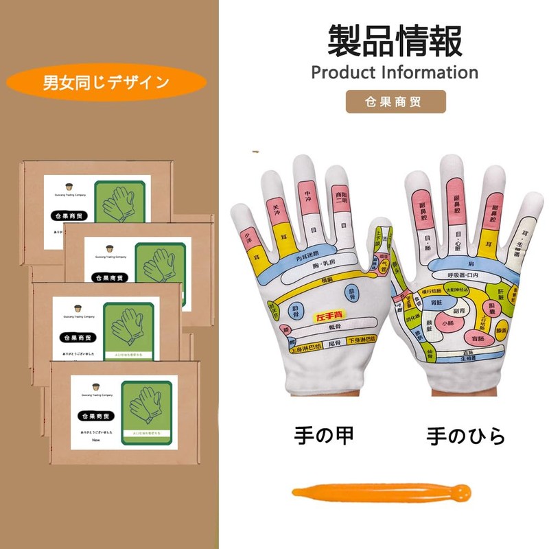 Hand Pressure Point Gloves (Double-Sided Printing Points) Palm Massage Point