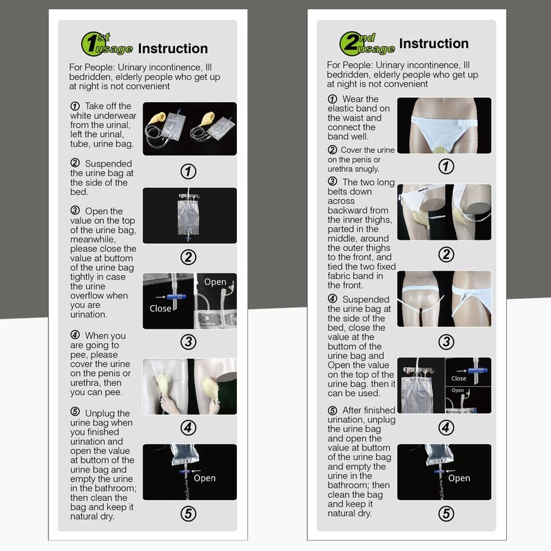 Owfeel 2000ml Man Protable Wearable Urine Bag Urinal System with