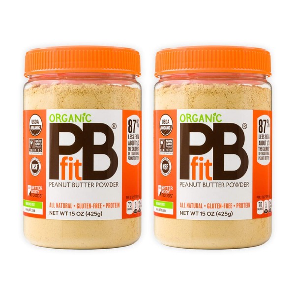 PBfit All-Natural Organic Peanut Butter Powder, 15 Ounce (Pack of 2)